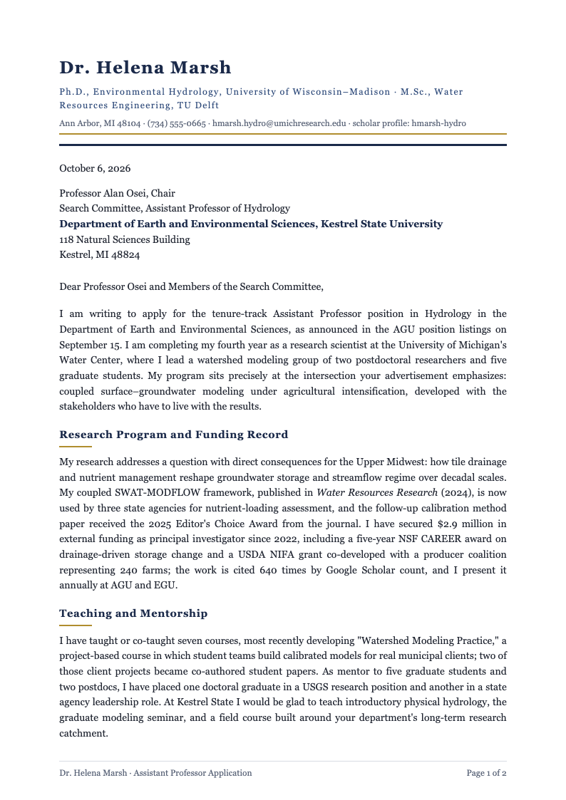 Collegiate navy academic cover letter